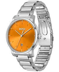 Hugo Boss Men's Dean Quartz Basic Calendar Silver-Tone Stainless Steel Watch 41mm
