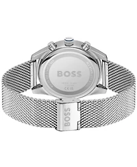 Hugo Boss Men's Skytraveller Quartz Fashion Chrono Silver-Tone Stainless Steel Watch 44mm