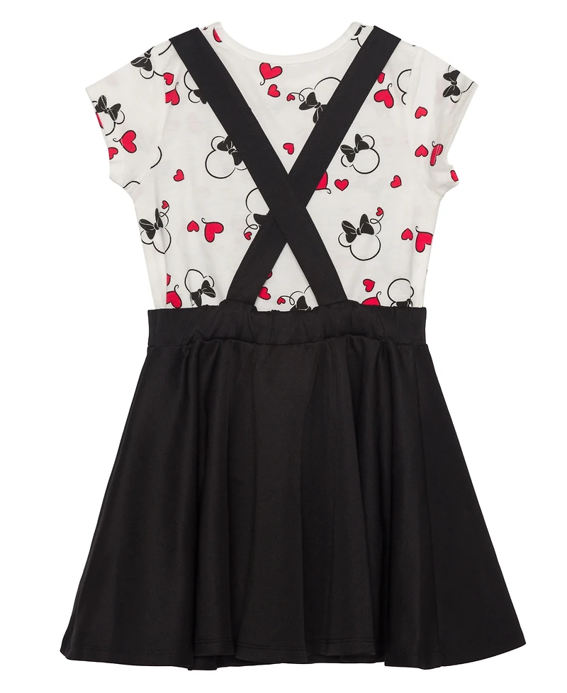 Disney Little Girls Minnie Hearts Short Sleeve T-shirt and Dress, 2 Pc. Set
