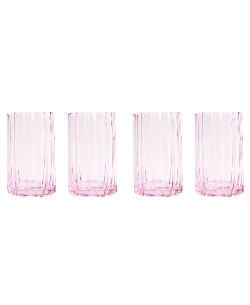 Jeanne Fitz Scalloped Rim Fluted Tall Tumbler Glass, Set of 4