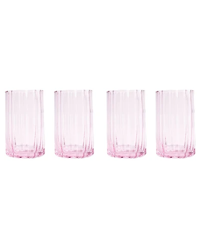 Jeanne Fitz Scalloped Rim Fluted Tall Tumbler Glass, Set of 4