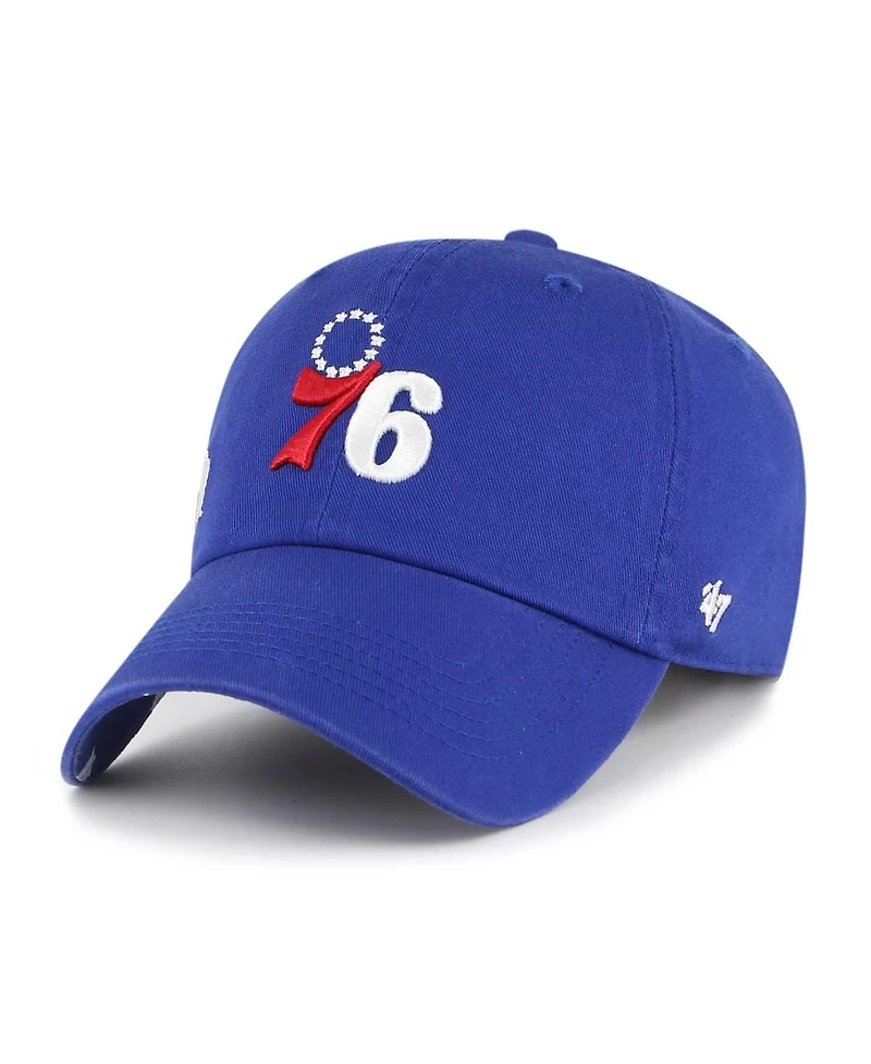 Women's '47 Brand Royal Philadelphia 76ers Confetti Undervisor Clean Up Adjustable Hat
