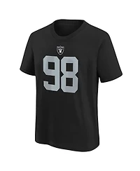 Youth Nike Maxx Crosby Black Las Vegas Raiders Player Name and Number T-shirt
