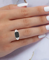 Black Spinel Pave Cluster Statement Ring (3/8 ct. t.w.) Sterling Silver