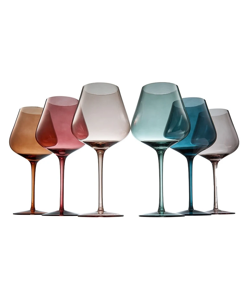 The Wine Savant Pastel Large Colored Crystal Wine Glass, Set of 6