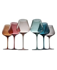 The Wine Savant Pastel Large Colored Crystal Wine Glass, Set of 6