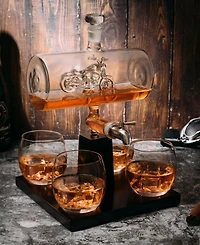 The Wine Savant Motorcycle Decanter Whiskey Wine Decanter 1100 ml Set of 5