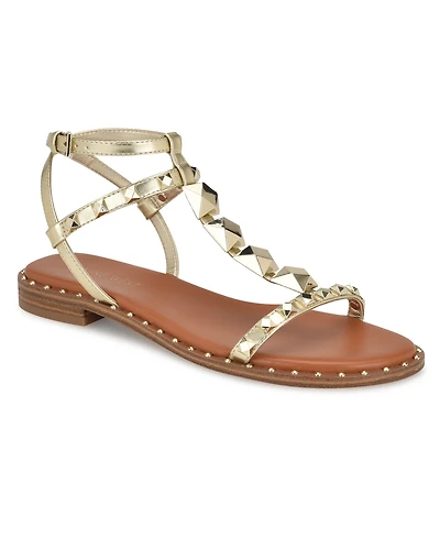 Nine West Women's Marcila Studded Strappy Flat Sandals