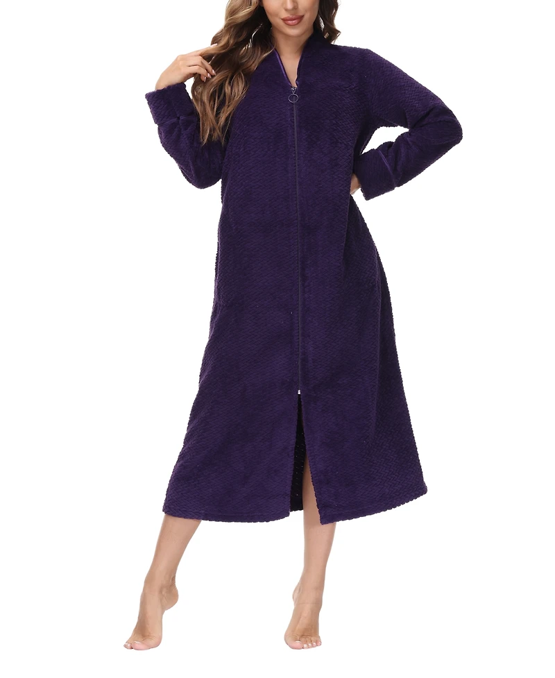 Ink+Ivy Women's Front Zipper Plush Robe