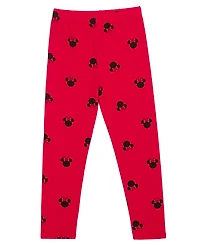 Disney Little Girls Minnie Head Bow Short Sleeve Top and Leggings, 2 Piece Set