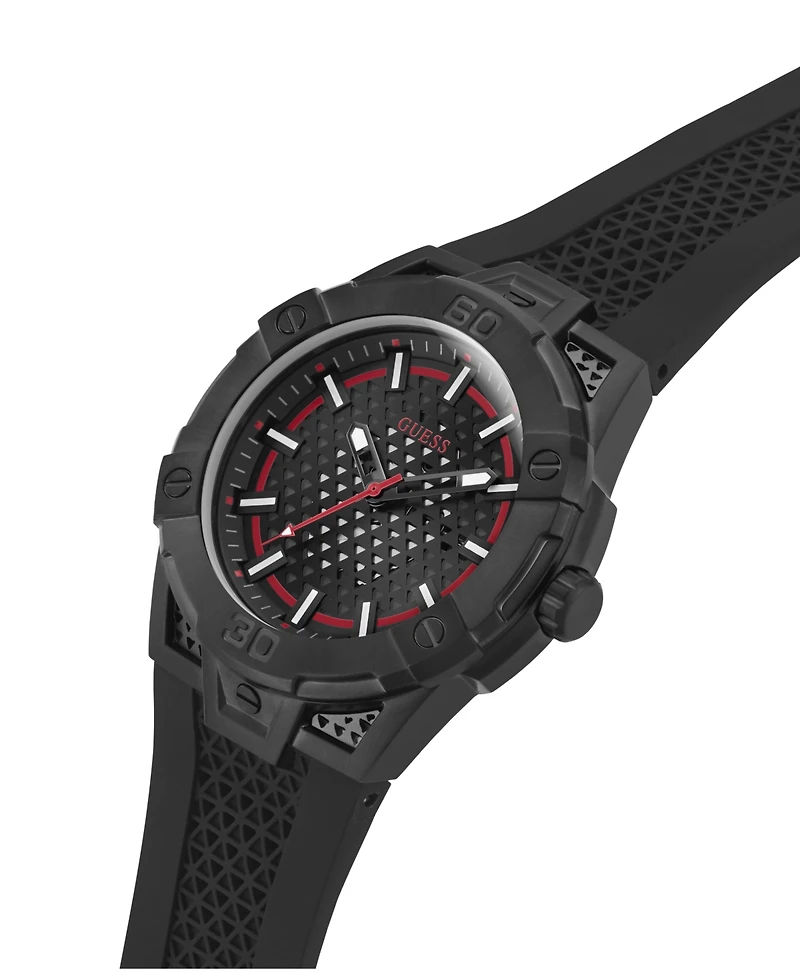 Men's Analog Black Silicone Watch 45mm
