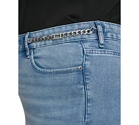 Karl Lagerfeld Paris Plus Chain-Trim Flare Jeans, First@Macy's