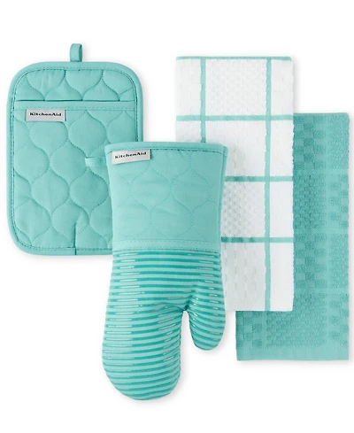 KitchenAid Quilted Cotton Terry Cloth Kitchen Towel, Oven Mitt, Potholder 4-Pack Set,