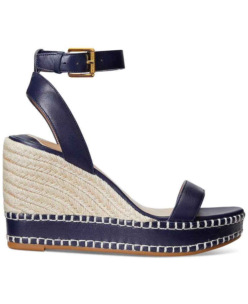 Lauren Ralph Women's Hilarie Ankle-Strap Espadrille Platform Wedge Sandals