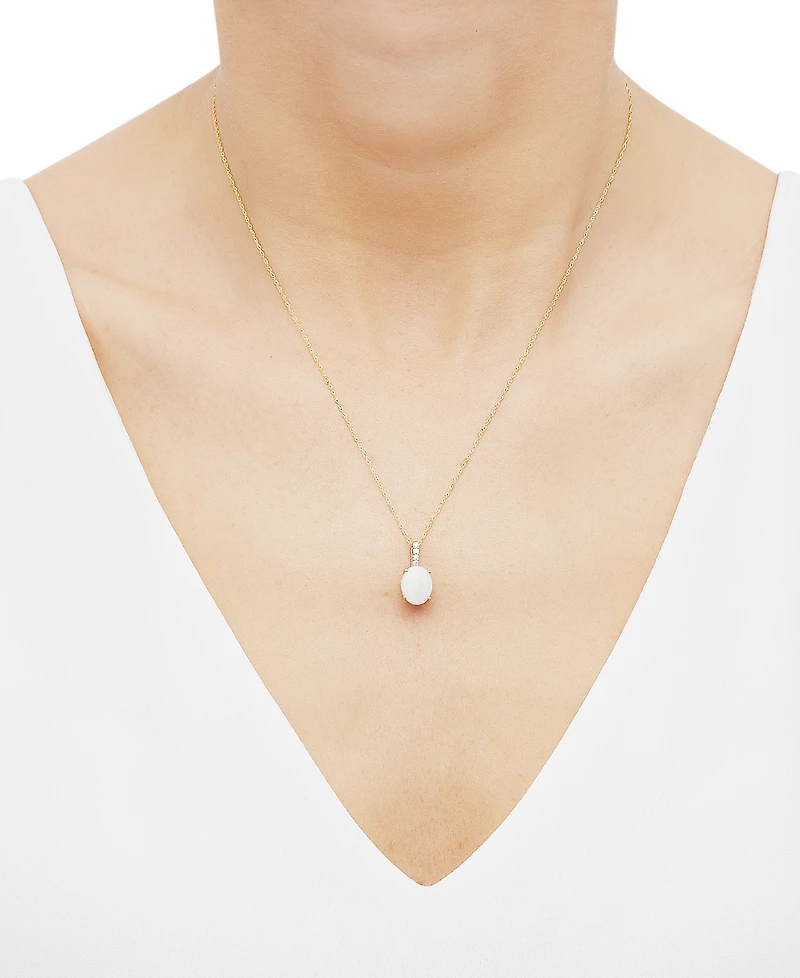 Opal (1-5/8 ct. t.w.) & Diamond (1/10 ct. t.w.) Pendant Necklace in 14k Gold