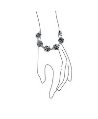 Bling Jewelry Finish Large Statement 3D Garden Flower Black Rose Bracelet Oxidized Sterling Silver 7.5 Inch