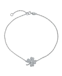 Bling Jewelry Four Leaf Clover Cz Charm Anklet - Yellow Gold Plated Sterling Silver