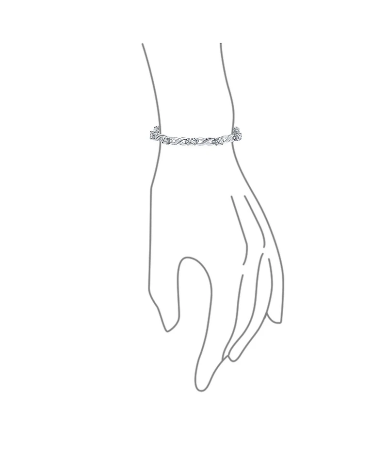 Bling Jewelry 9CT Clear Oval Cz Alternating Romantic Love Knot Symbol Infinity Tennis Bracelet Sterling Silver