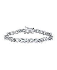 Bling Jewelry 9CT Clear Oval Cz Alternating Romantic Love Knot Symbol Infinity Tennis Bracelet Sterling Silver