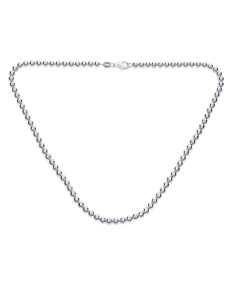 Bling Jewelry Dainty Sterling Silver Petite 4MM Round Bead Station Ball Necklace Shinny