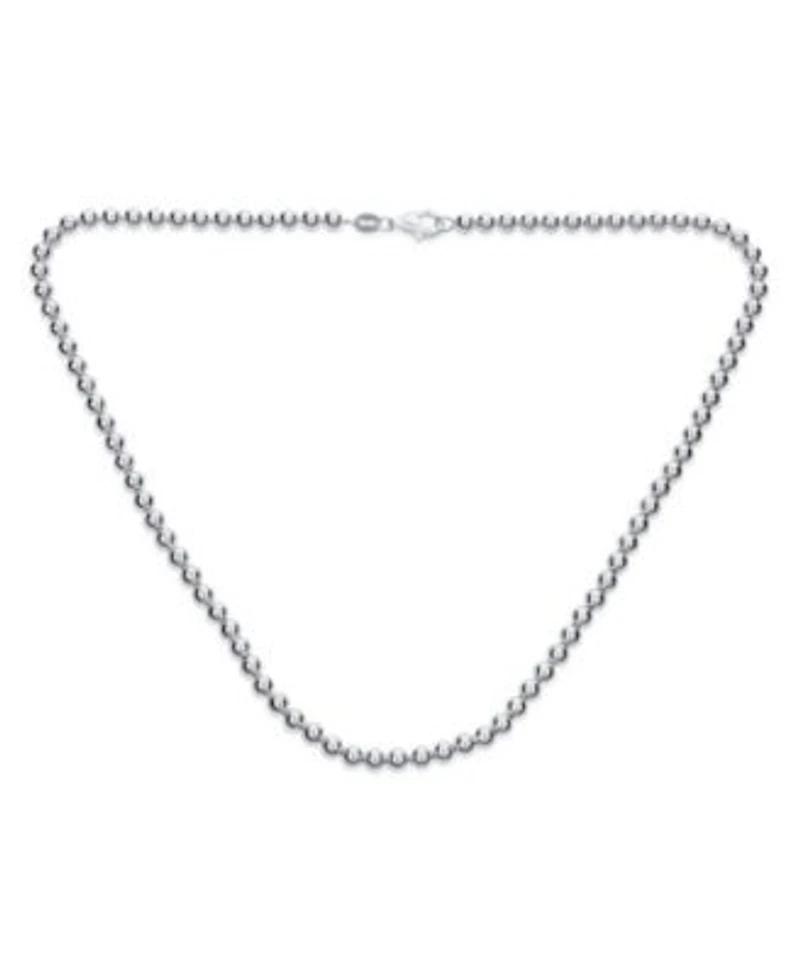Bling Jewelry Dainty Sterling Silver Petite 4mm Round Bead Station Ball Necklace For Women Shinny 18 Inch