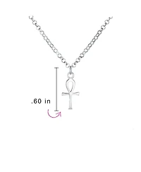 Bling Jewelry Mini Small Religious Key To Life Egyptian Ankh Cross Pendant Necklace Sterling Silver
