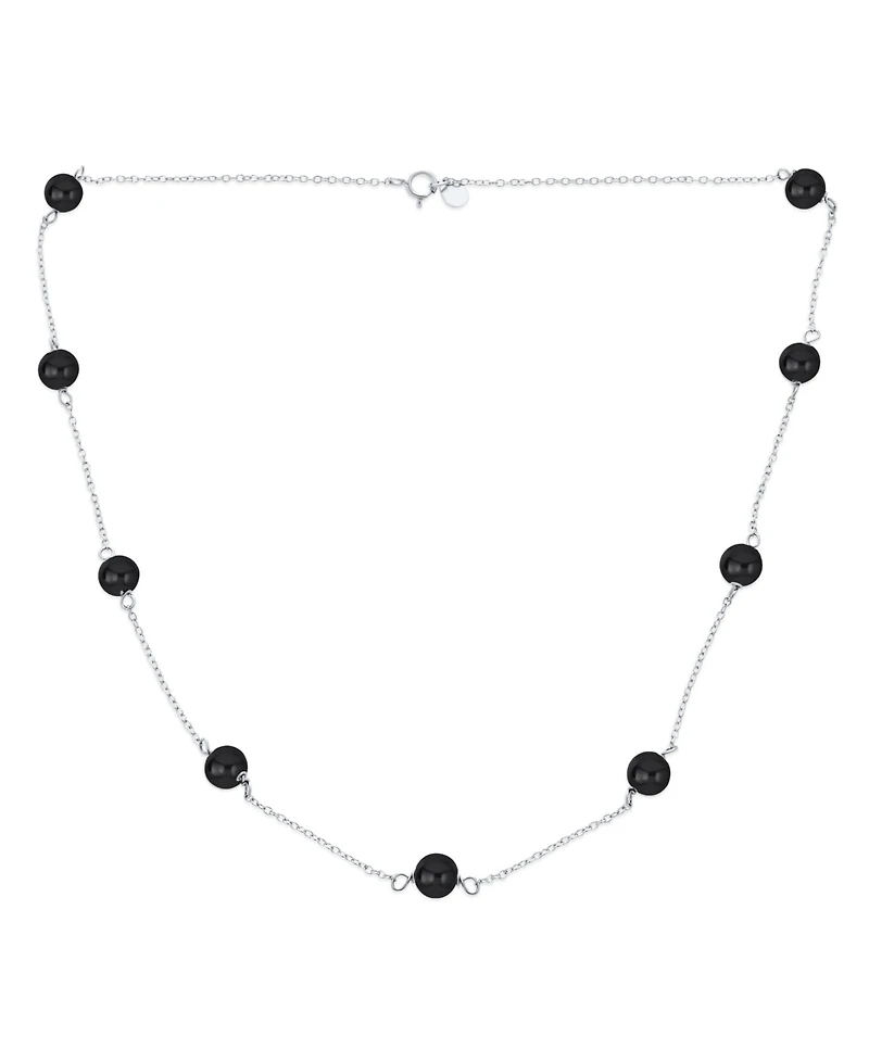 Bling Jewelry Tin Cup Freshwater Cultured Pearl Natural Stone Necklace Chain Station Yellow Gold Plated Sterling Silver 16 18 Inch