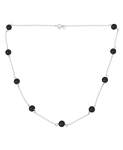 Bling Jewelry Tin Cup Freshwater Cultured Pearl Natural Stone Necklace Chain Station Yellow Gold Plated Sterling Silver 16 18 Inch