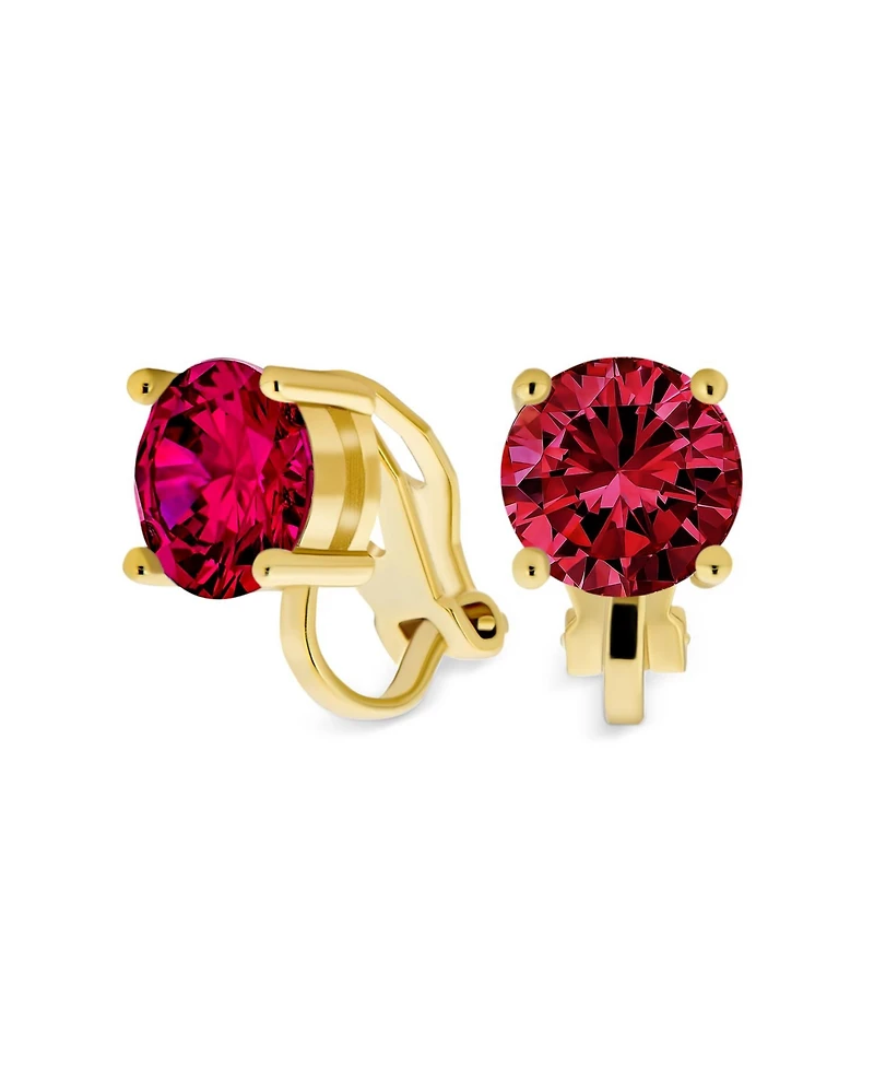 Bling Jewelry Set of 2 2CT Solitaire Round Cubic Zirconia Cz Clip On Stud Earrings Non Piercing