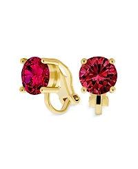 Bling Jewelry Set of 2 2CT Solitaire Round Cubic Zirconia Cz Clip On Stud Earrings Non Piercing
