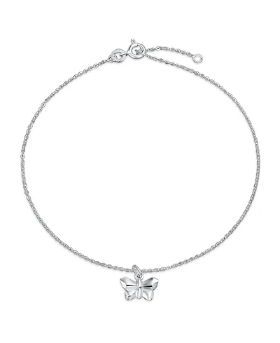 Bling Jewelry 3D Geometric Origami Jewelry Insect Garden Butterfly Anklet Small Charm Dangle Ankle Bracelet Sterling Silver Adjustable 9 To 10 Inch