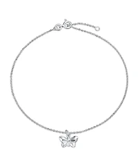 Bling Jewelry 3D Geometric Origami Jewelry Insect Garden Butterfly Anklet Small Charm Dangle Ankle Bracelet Sterling Silver Adjustable 9 To 10 Inch