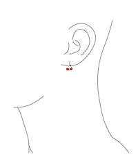 Bling Jewelry Small Summer Food Fruit Red Enamel Cherry Drop Earrings Sterling Silver