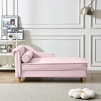 Simplie Fun Modern Upholstery Chaise Lounge Chair With Storage Velvet (Pink)