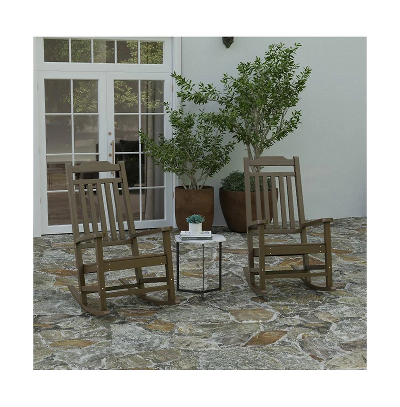 Merrick Lane Set Of 2 Hillford Poly Resin Indoor/Outdoor Rocking Chairs