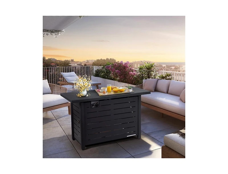 42 Inch 60 000 Btu Rectangular Propane Fire Pit Table with Waterproof Cover