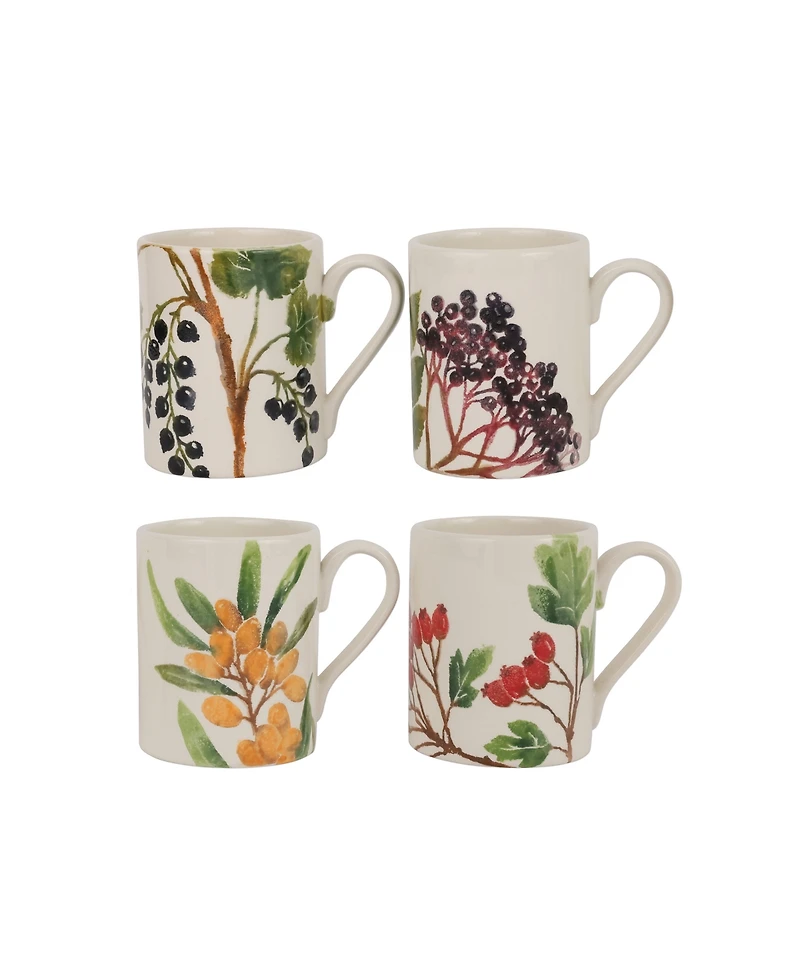 Vietri Foresta Primavera Assorted Mugs, Set of 4