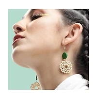 Sohi Women's Green Flora Drop Earrings