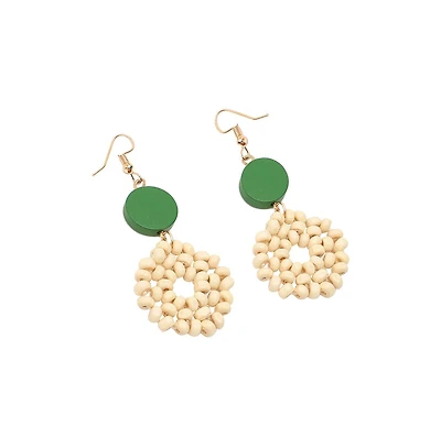 Sohi Women's Green Flora Drop Earrings