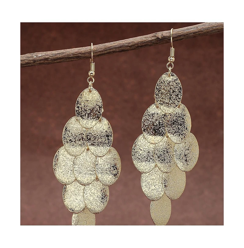 Sohi Women's Gold Dented Drop Earrings