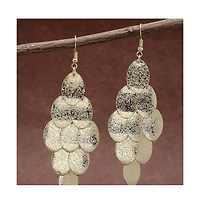 Sohi Women's Gold Dented Drop Earrings