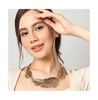 Sohi Women's Black Leaf Collar Necklace