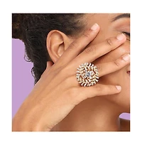 Sohi Women's Gold Foliage Swirl Statement Ring