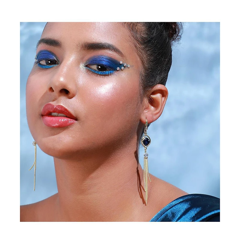 Sohi Women's Blue Sleek Drop Earrings