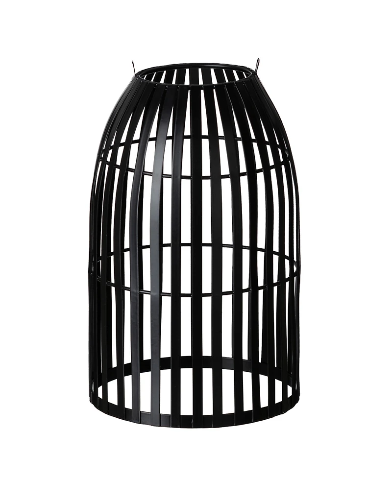 Glitzhome 9.75" H Set of 2 Metal Stripes Solar Powered Edison Bulb Outdoor Hanging Lantern