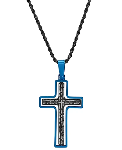 Steeltime Men's Two-Tone Stainless Steel "Our Father" English Prayer Spinner Cross 24" Pendant Necklace