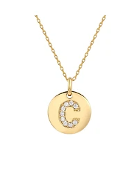 Suzy Levian Sterling Silver Cubic Zirconia Letter "C" Initial Disc Pendant Necklace