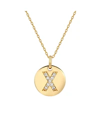 Suzy Levian New York Suzy Levian Sterling Silver Cubic Zirconia Letter "X" Initial Disc Pendant Necklace