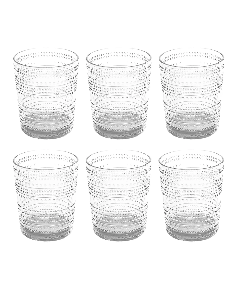 Abode Homewares Beaded Double Old Fashioned Cobalt Glasses, Set of 6