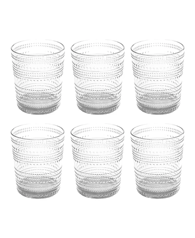 Abode Homewares Beaded Double Old Fashioned Cobalt Glasses, Set of 6